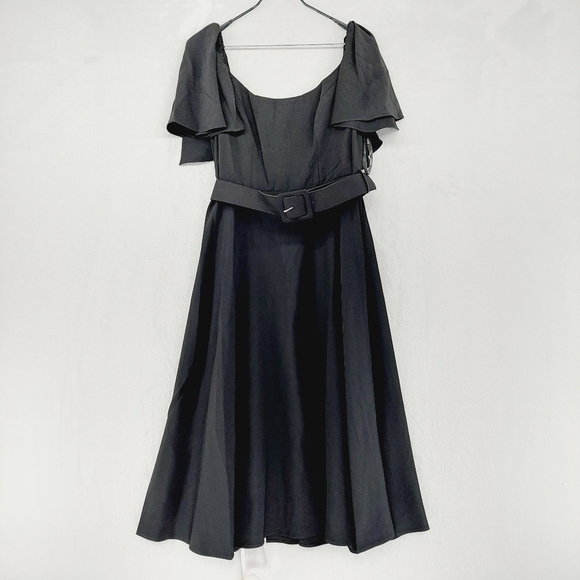 New Mac Duggal 20977 Scoop Neck Flutter Sleeve Midi Dress Z79 - Picture 2 of 9